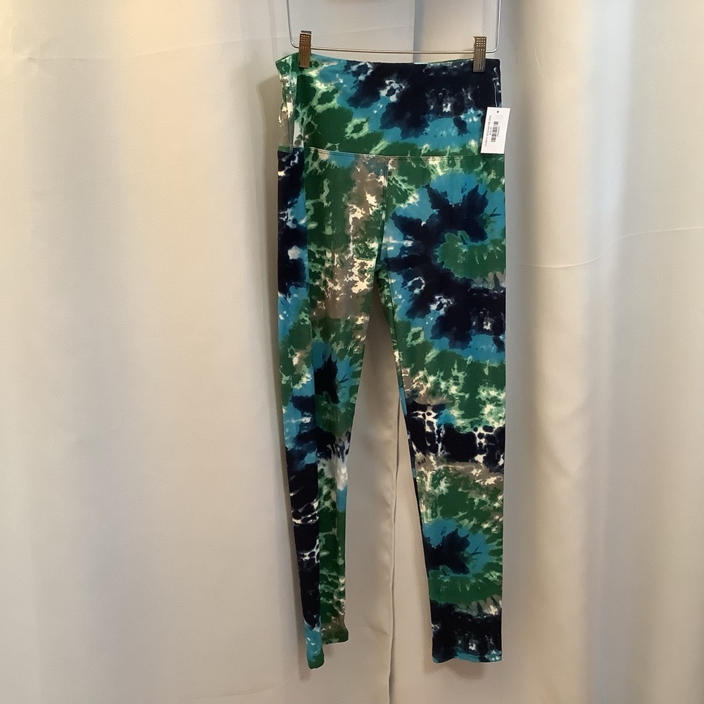 Leggings Women’s Size 12-16 Yoga Waistband Ocean Tie-Dye Pattern